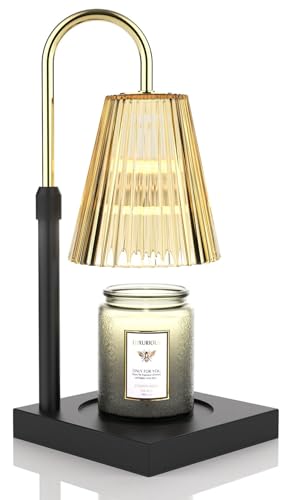 RAINBEAN Kerzenwärmer-Lampe mit Timer, elektrischer Kerzenwärmer mit Dimmer, höhenverstellbar für Kerzen im Glas, Schlafzimmer-Heimdekoration-Wachswärmer für Geschenke (Amber) von RAINBEAN