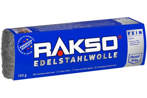 RAKSO Edelstahlwolle fein - 150g, 1 Banderole, rostfrei, hygienische Reinigung, reinigt, schleift, poliert im Nassbereich von RAKSO