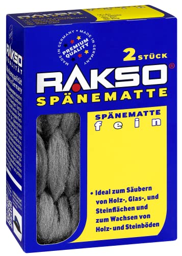 RAKSO Spänematten fein | 2 robuste Stahlspänematte, Reinigung von Holz-, Glas, Steinflächen, wachst Holz-, Steinflächen von RAKSO