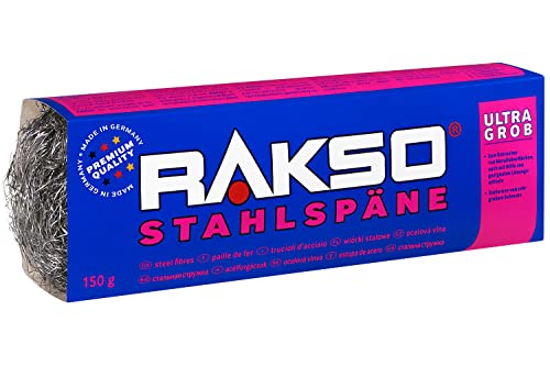 RAKSO Stahlspäne ultragrob - 150g, 1 Banderole, entrosten von Metalloberflächen, entfernt sehr groben Schmutz, Dämm -, Filtermaterial von RAKSO