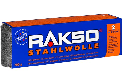 RAKSO Stahlwolle mittel 2-200g, 1 Banderole, alte Wachs -, Politurreste abtragen, Wachs auftragen, reinigt metallene Gussformen von RAKSO