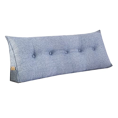 RAKTOV Einfaches dreieckiges Lesekissen, großes Rückenkissen für Bett, Sofa, Tatami, Tagesbett, Keilkissen, Kopfteil, Kissen mit abnehmbarem Bezug, 150 x 50 x 20 cm, Blau von RAKTOV