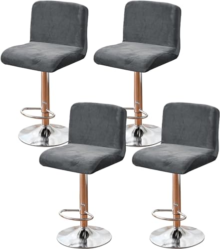 RAKTOV Set mit 4 Barhocker-Bezügen, abnehmbarer Stuhlbezug, Stretch-Stuhlbezug, Esszimmerstuhl-Schutzbezug, Stuhlsitzbezug für Barhocker, Rückstuhl, Grau von RAKTOV