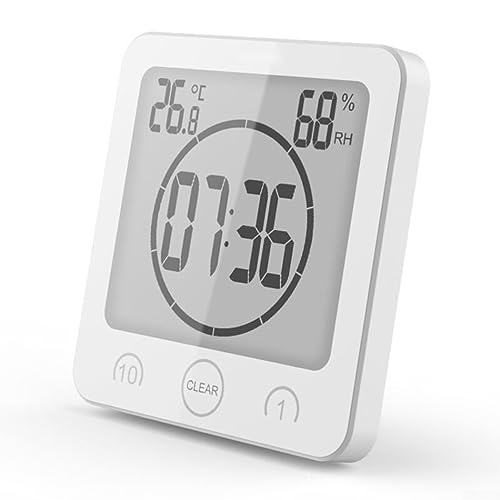 RANRAO Digitale Badezimmeruhr Wasserdicht Duschuhr LCD Duschuhr Badezimmer Küche Countdown Timer Alarm von RANRAO