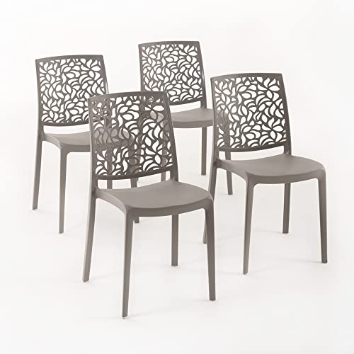 RATTATAN Anna - Stühle aus mit Glasfaser verstärktem Harz (4, Braungrau) von RATTATAN