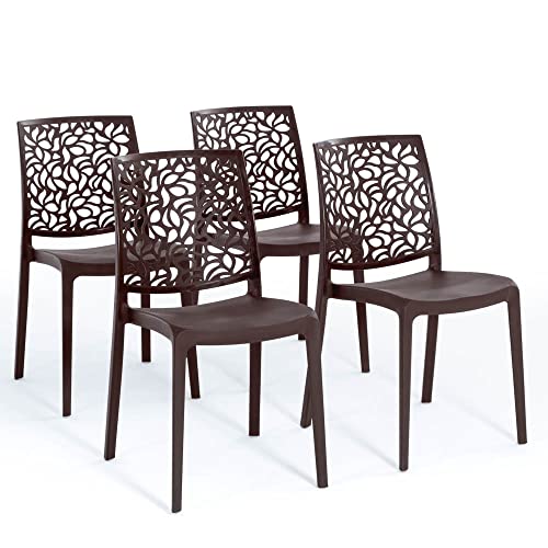 RATTATAN Anna - Stühle aus mit Glasfaser verstärktem Harz (4, Mokka) von RATTATAN