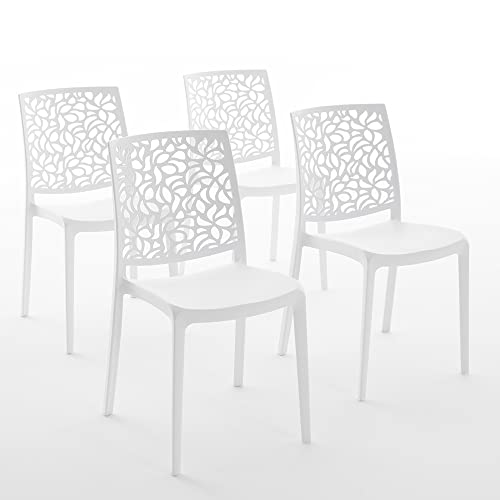 RATTATAN Anna - Stühle aus mit Glasfaser verstärktem Harz (4, Weiß) von RATTATAN