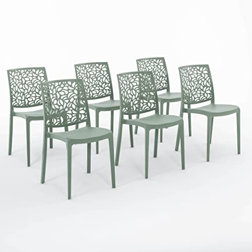 RATTATAN Anna - Stühle aus mit Glasfaser verstärktem Harz (6, Graugrün) von RATTATAN