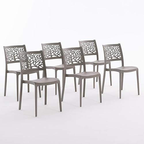 RATTATAN Flora - Stühle aus mit Glasfaser verstärktem Harz (6, Braungrau) von RATTATAN