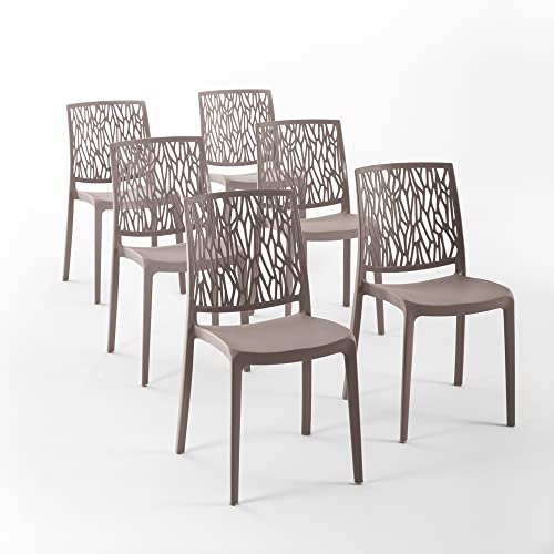 RATTATAN Lisa - Stühle aus mit Glasfaser verstärktem Harz, für Innen- und Außenbereiche geeignet (6, Braungrau) von RATTATAN