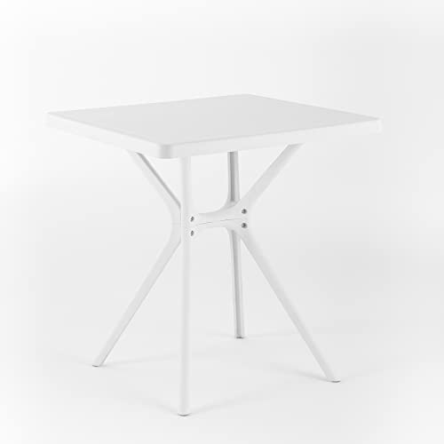RATTATAN Lucas - quadratischer Gartentisch aus mit Glasfaser verstärktem Harz (Weiß, 70x70 cm) von RATTATAN