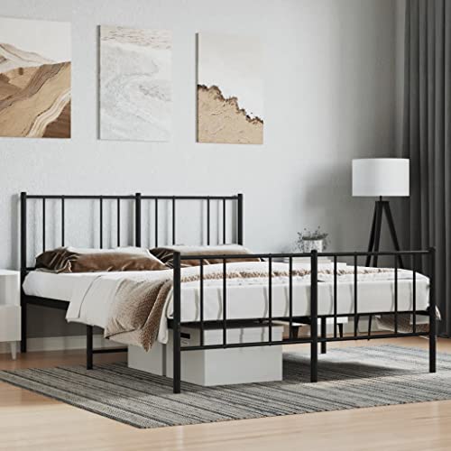 RAUGAJ Furniture Home Tools Bettgestell aus Metall mit Kopfteil und Fußteil, schwarz, 120 x 190 cm, kleines Doppelbett von RAUGAJ