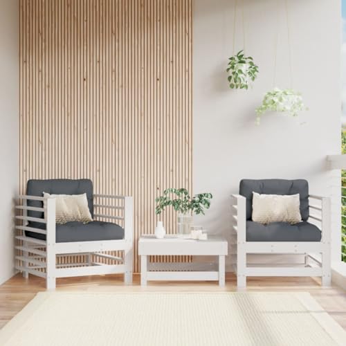 RAUGAJ Furniture Home Tools Gartenstühle mit Kissen, Weiß, Massivholz, Kiefer von RAUGAJ