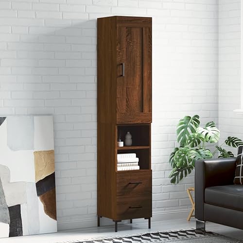 RAUGAJ Furniture Home Tools Highboard Braun Eiche 34,5x34x180cm Holzwerkstoff von RAUGAJ