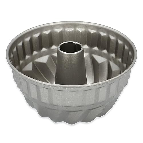 RBV Birkmann Gugelhupfform klein Ø 18 cm | runde Backform aus Karbonstahl für Gugelhupf | hochwertige Antihaftbeschichtung | inkl. Rezeptheft | grau | Basic Baking von RBV Birkmann