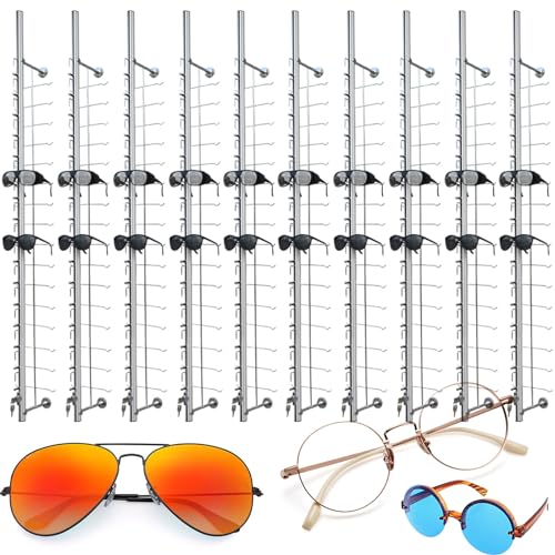 RCBDBSM 10 Stück/Set Brillenständer, Brillenorganizer, Brillenhalter für die Wand, Aluminium abschließbar Aufbewahrungsstange für Sonnenbrillen, Brillenaufbewahrung für mehrere Brillen,16Frames von RCBDBSM
