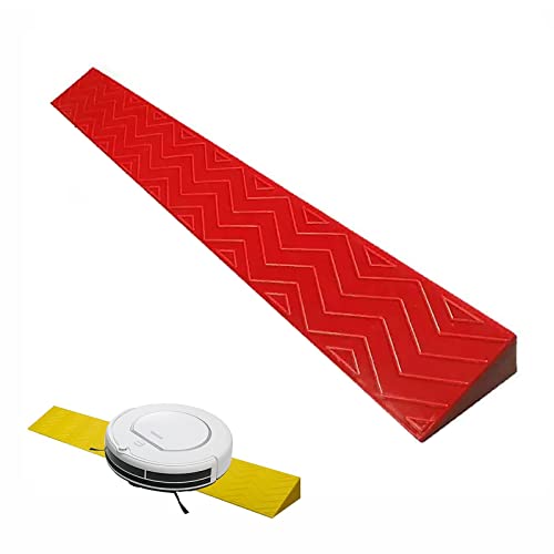 Rollstuhlrampe, Türschwellenrampe, Tragbare Indoor-Kehrrobotertür, Bordsteinrampe, Rutschfester Fester Kunststoff für Fahrrad-Roller-Gepäck, Freies Schneiden (Color : Red, Size : 100 * 7 * 1cm) von REALN