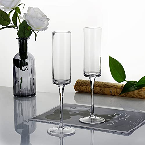REAWOW Sektgläser Kristallglas Champagner-Gläser 150ml Bleifrei Champagner Flöten Perfekt für zu Hause Restaurants und Partys Packung mit 2 Stück von REAWOW