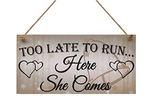 RED OCEAN Hochzeitsschild "Too Late Run", Shabby-Chic-Stil, Geschenk für Mutter und Vater der Braut von RED OCEAN