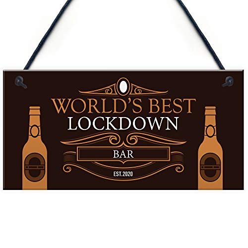 RED OCEAN Lustiges Schild mit Aufschrift "Best Lockdown Bar", für Zuhause, Bars, als Geschenk von RED OCEAN