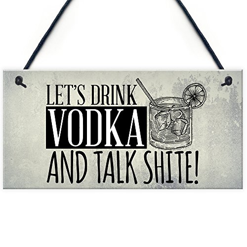 RED OCEAN Lets Drink Vodka Lustiges Alkohol-Geschenk Männerhöhle Home Bar Hängende Türschild Pub Schild von RED OCEAN