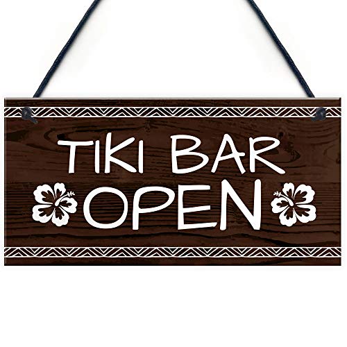 RED OCEAN Tiki Bar Open Schild für Hausbar, Männerhöhle, Gartendekoration, Geschenke von RED OCEAN