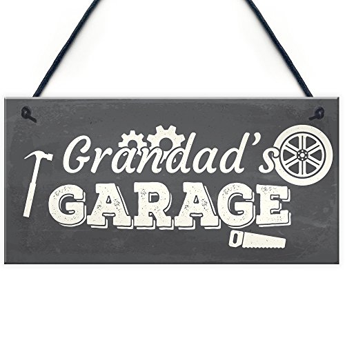 RED OCEAN Wandschild zum Aufhängen mit Aufschrift "Grandad's Garage", Werkstatt, Männerhöhle, Schuppen, Geschenk für Vater von RED OCEAN