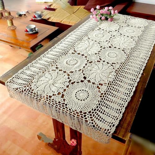 REDAEL Baumwolle handcraft häkeln Tischdecken Vintage gehäkelte Tischdecke Handgemachte Klavierabdeckung Baumwolle Spitze-60X150CM von REDAEL