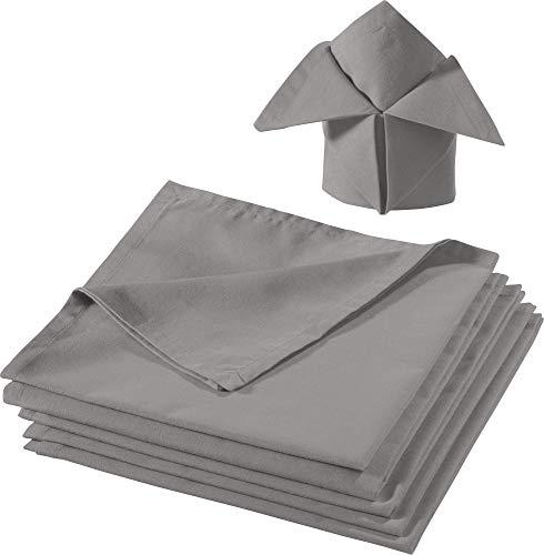 REDBEST Serviette, Stoffserviette 6er-Pack Seattle, 100% Baumwolle - Robustes, glattes Gewebe, mit Kuvertsaum, grau Größe 50x50 cm (weitere Farben) von REDBEST