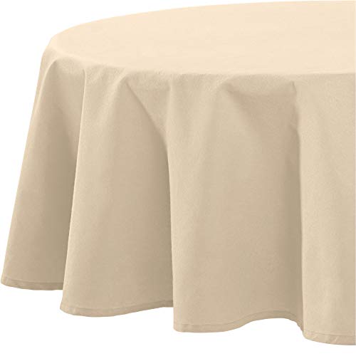 REDBEST Tischdecke, Tischwäsche Uni Seattle, 100% Baumwolle - Robustes, glattes Gewebe, beige Größe rund 160 cm Ø (weitere Farben, Größen) von REDBEST
