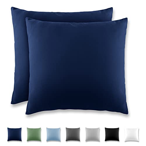 REDKEY Kissenbezug 40x40 cm - 2er Set Kopfkissenbezug - Mikrofaser Kissenhülle für Kissen, Kopfkissenbezüge mit Laschenvershluss, 40 x 40 Pillow Case - Dunkelblau von REDKEY