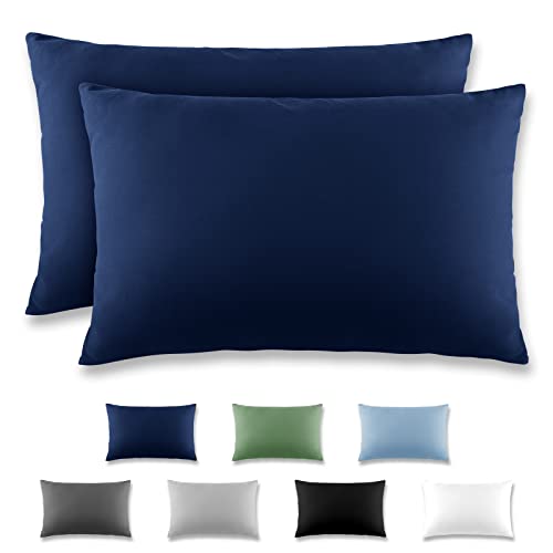 REDKEY Kissenbezug 40x70 cm - 2er Set Kopfkissenbezug - Mikrofaser Kissenhülle für Kissen, Kopfkissenbezüge mit Laschenvershluss, 40 x 70 Pillow Case - Dunkelblau von REDKEY