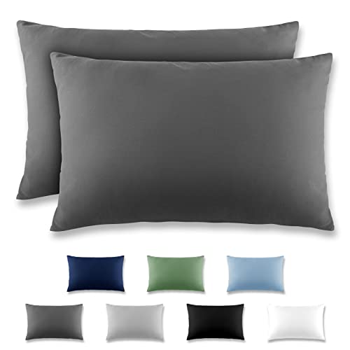 REDKEY Kissenbezug 50x70 cm - 2er Set Kopfkissenbezug - Mikrofaser Kissenhülle für Kissen, Kopfkissenbezüge mit Laschenvershluss, 50 x 70 Pillow Case - Anthrazit von REDKEY