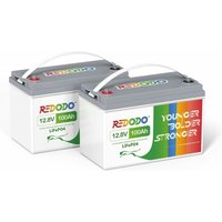 12V 100Ah LiFePO4 Batterie, 100A bms, 4000+ Zyklen, max 1280W Leistung für Blei-Säure Batterien für rv, Camping, Solar Home Systeme-Packung 2 - Redodo von REDODO