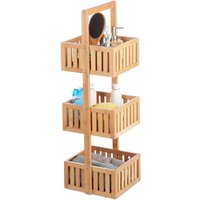 Badregal Bambus, Holzregal freistehend mit 3 Ablagen, Schmales Standregal Küche, hbt 82,5 x 27 x 26,5cm, natur - Relaxdays von RELAXDAYS