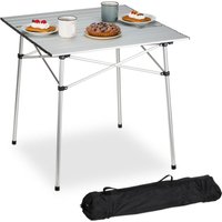 Klapptisch, klappbarer Camping Tisch, hbt: 70 x 70 x 70 cm, Aluminium, faltbarer Multifunktionstisch, silber - Relaxdays von RELAXDAYS