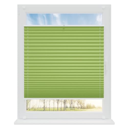 RENA Plissee ohne Bohren Rollos für Fenster | Faltrollos für Fenster & Tür | Plisseerollo nach Maß Verdunkelung | Fenster Rollos für Innen | Jalousie Limette 100x140 cm von RENA