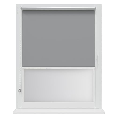 RENA Thermorollo Ohne Bohren Verdunklungsrollo Rollos für Fenster für Innen Klemmrollos Fensterrollo Verdunklung Sichtschutz Sonnenschutz Maßgeschneidertes Rollo Silbergrau 120x150 cm von RENA