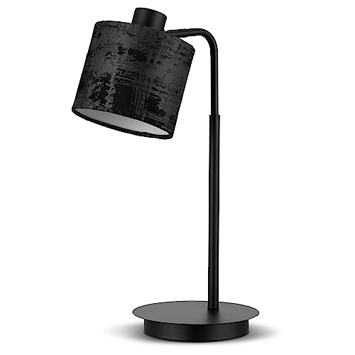 REV – Tischlampe im angesagten Vintage-Look – Schreibtischlampe mit Samt-Lampenschirm in Schwarz – Nachttischlampe mit E27 Fassung – Tischleuchte von REV
