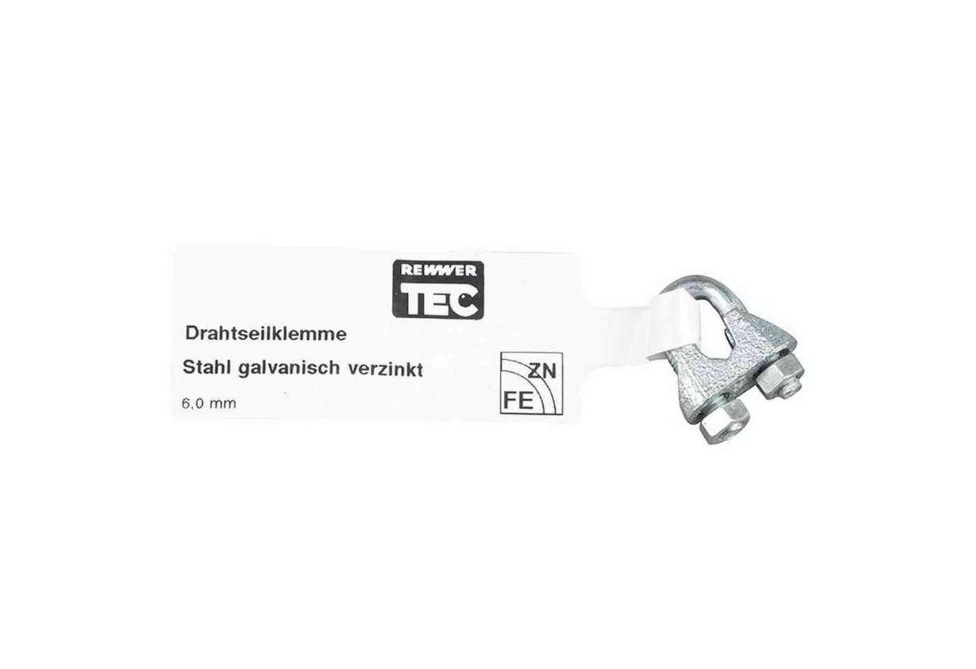 REWWER-TEC Schlauchschelle Drahtseilklemmen 6 mm, verzinkt, mit EAN-Fähnchen von REWWER-TEC