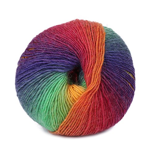 RG-FA 1 Knäuel, 50 g, handgewebt, Regenbogenfarben, buntes Häkelgarn aus Kaschmirwolle, Strickgarn von RG-FA