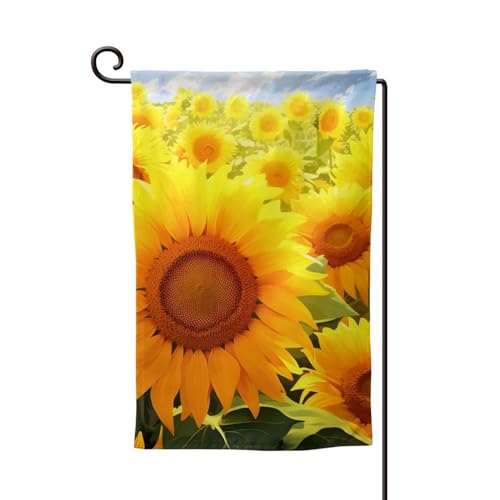 Schöne Sonnenblumen-bedruckte Gartenflagge, 32,5 x 45,7 cm, doppelseitige quadratische Gartenflagge für draußen, Weihnachten, Urlaub, alle Jahreszeiten, Hofdekoration von RGETPNC