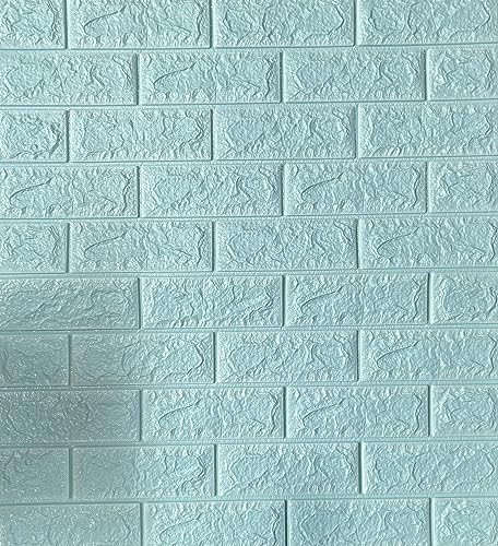 3D Tapete Wandpaneele Selbstklebend Ziegelstein Wasserdicht Wandaufkleber Tapete Wandpaneele selbstklebend Moderne Wandverkleidung in Steinoptik schnelle & leichte Montage (10Stück, Türkis) von RHP