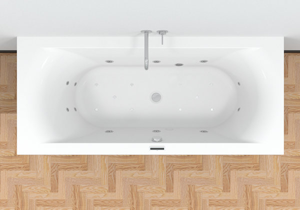 RIHO Lima Easypool 3.1 Rechteck-Badewanne, Touchbedienung, Einbau, 2-Sitzer, weiß, B05, Ausführung: 170x75x45cm, Nutzinhalt: 130 Liter von RIHO