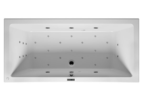 RIHO Lugo Rechteck-Badewanne, Version rechts, mit Bliss-System, Einbau, 2-Sitzer, weiß, B13, Ausführung: 160x70x47cm, Nutzinhalt: 154 Liter von RIHO