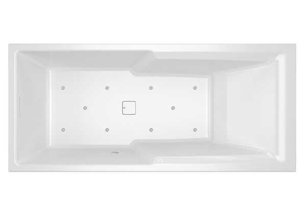 RIHO Still Shower Rechteck-Badewanne, Version links, mit Air-System, Einbau, mit Ab-/Überlaufgarnitur, 2-Sitzer, weiß, B10300, Ausführung: 190x90x47,5cm, Nutzinhalt: 290 Liter von RIHO