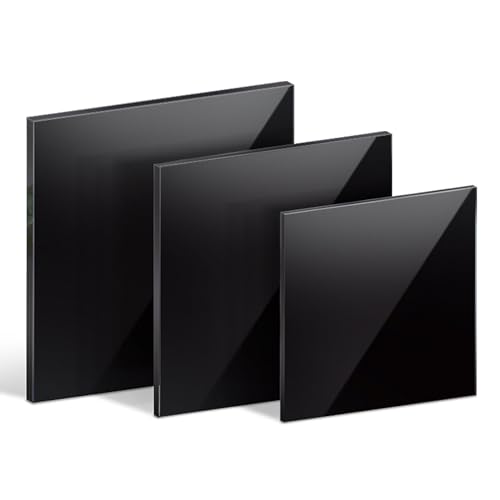 6 mm dicke schwarze Acrylplatte mit Schutzpapier, 3 Stück, 200–500 mm, für Schilder, Bastelprojekte, Malerei, Fotografie,300x300x6mm von RINGGLO