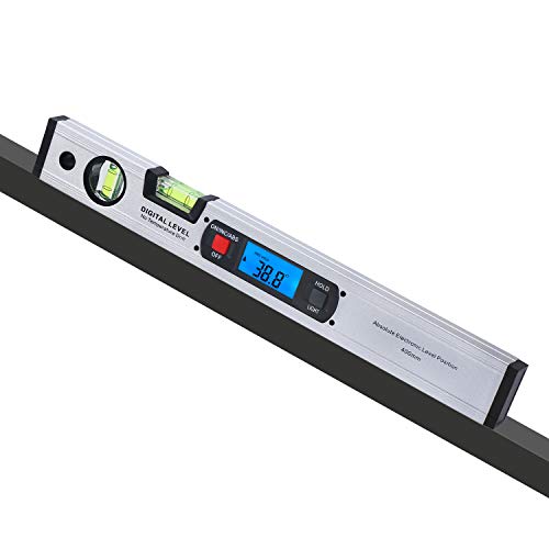 Neigungsmesser, RISEPRO Digitale Neigungsmesser Winkel Finder Gauge Spirit Level aufrecht Magnet 360 ° Range 416 mm lang mit Hintergrundbeleuchtung 82112 S von RISEPRO