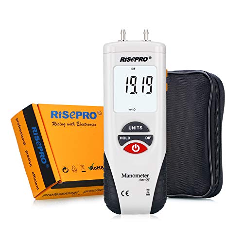 RISEPRO® Digitales Manometer, Luftdruck- und Differenzdruckmesser für HLK, Gasdruckprüfgerät. von RISEPRO