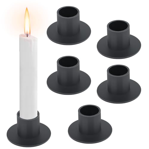 RISVOWO Kerzenständer Schwarz, 6 Stück Kerzenhalter für Stabkerzen, Kerzentüllen aus Metall, Kerzeneinsatz Tafelkerzen, Candle Holder, Stabkerzenhalter für Wohn,Esszimmer und Schlafzimmerdekoration von RISVOWO